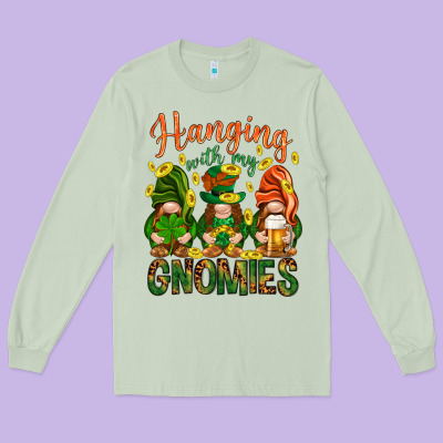 Hanging With My Gnomies Long Sleeve Tee Designed By Howdyjamesfarm