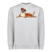 Heather Grey Boxer Dog Illustrations Heavyweight Sweatshirt - LillyAllenDesigns