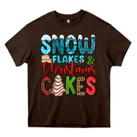 Chocolate Brown snow flakes and Christmas cakes Heavy Core Tee - Jasminsmagicworld