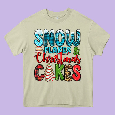 Snow Flakes And Christmas Cakes Heavy Core Tee Designed By Jasminsmagicworld