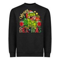 Black Merry Rexmas Heavyweight Sweatshirt - CowhideDigitalArt