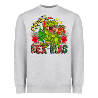 Heather Grey Merry Rexmas Heavyweight Sweatshirt - CowhideDigitalArt