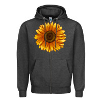Charcoal Heather Soraya Sunflower Zipper Hoodie - LillyAllenDesigns