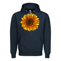 Navy Soraya Sunflower Zipper Hoodie - LillyAllenDesigns