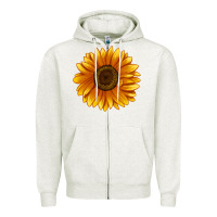 Oatmeal Heather Soraya Sunflower Zipper Hoodie - LillyAllenDesigns
