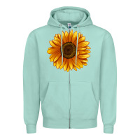 Seafoam Soraya Sunflower Zipper Hoodie - LillyAllenDesigns