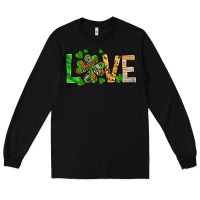 Black St. Patrick's Love luck with clover Long Sleeve Tee - HowdyJamesFarm