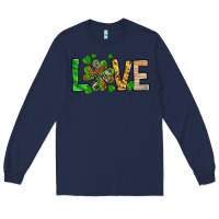 Navy St. Patrick's Love luck with clover Long Sleeve Tee - HowdyJamesFarm