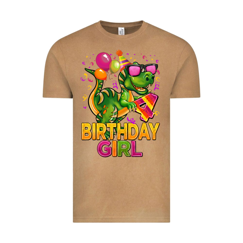 4th Birthday Girl T Rex Pink Vintage Tee by CowGirlArtShop | Teevron