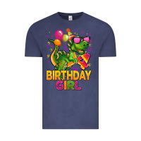Vintage Denim 4th birthday girl t rex pink Vintage Tee - CowGirlArtShop