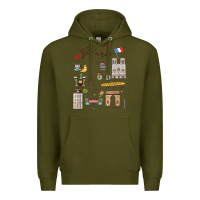Army Green paris bonjour eiffel tower paris lover paris traveling vacay Premium Hoodie - trangStudio