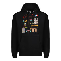 Black paris bonjour eiffel tower paris lover paris traveling vacay Premium Hoodie - trangStudio