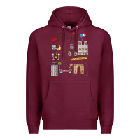Burgundy paris bonjour eiffel tower paris lover paris traveling vacay Premium Hoodie - trangStudio