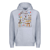 Heather Grey paris bonjour eiffel tower paris lover paris traveling vacay Premium Hoodie - trangStudio