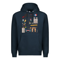 Navy paris bonjour eiffel tower paris lover paris traveling vacay Premium Hoodie - trangStudio