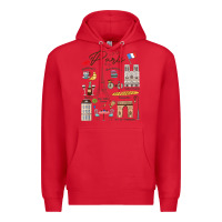 Red paris bonjour eiffel tower paris lover paris traveling vacay Premium Hoodie - trangStudio