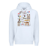 White paris bonjour eiffel tower paris lover paris traveling vacay Premium Hoodie - trangStudio