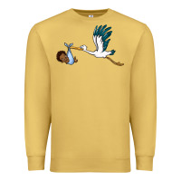 Antique Gold stork with black baby boy Premium Sweatshirt - BarkalooDesign
