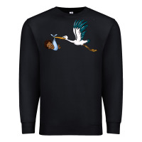 Black stork with black baby boy Premium Sweatshirt - BarkalooDesign