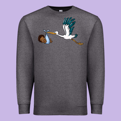 Stork With Black Baby Boy Premium Sweatshirt Designed By Barkaloodesign