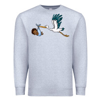 Heather Grey stork with black baby boy Premium Sweatshirt - BarkalooDesign