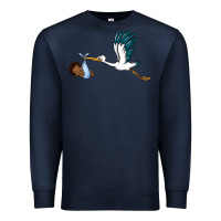 Navy stork with black baby boy Premium Sweatshirt - BarkalooDesign