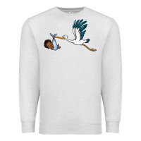 Oatmeal Heather stork with black baby boy Premium Sweatshirt - BarkalooDesign