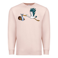 Pale Pink stork with black baby boy Premium Sweatshirt - BarkalooDesign