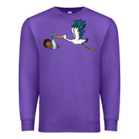 Purple stork with black baby boy Premium Sweatshirt - BarkalooDesign