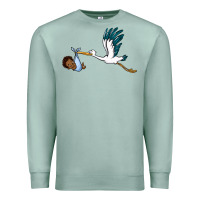 Seafoam stork with black baby boy Premium Sweatshirt - BarkalooDesign