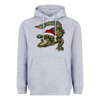 Heather Grey Christmas alligator Heavyweight Hoodie - BarkalooDesign