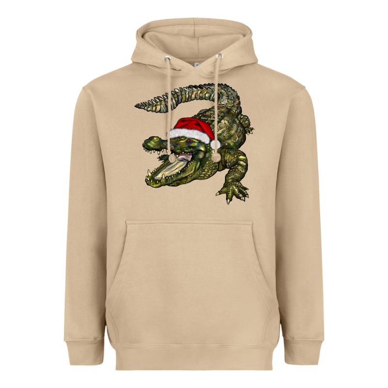 Christmas Alligator Heavyweight Hoodie by BarkalooDesign | Teevron