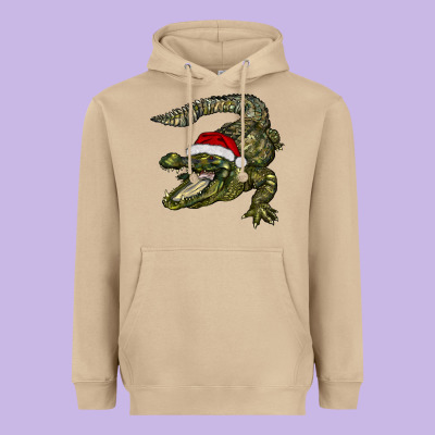 Christmas Alligator Heavyweight Hoodie Designed By Barkaloodesign