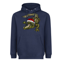Navy Christmas alligator Heavyweight Hoodie - BarkalooDesign
