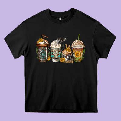 Bull Skull Western Coffee Cups Heavy Core Tee Designed By Jasminsmagicworld