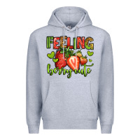Heather Grey feeling berry cute strawberry Premium Hoodie - Jasminsmagicworld