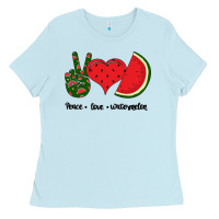 Baby Blue Peace Love Watermelon Ladies Tee - Bettercallsaul
