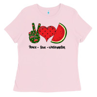 Bubblegum Pink Peace Love Watermelon Ladies Tee - Bettercallsaul