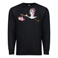 Black stork with baby girl Premium Sweatshirt - BarkalooDesign