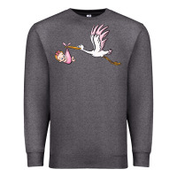 Charcoal Heather stork with baby girl Premium Sweatshirt - BarkalooDesign