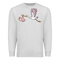 Dove Grey stork with baby girl Premium Sweatshirt - BarkalooDesign