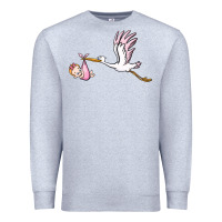 Heather Grey stork with baby girl Premium Sweatshirt - BarkalooDesign