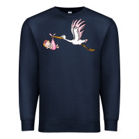 Navy stork with baby girl Premium Sweatshirt - BarkalooDesign