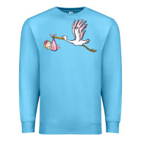 Ocean Blue stork with baby girl Premium Sweatshirt - BarkalooDesign