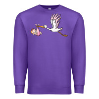 Purple stork with baby girl Premium Sweatshirt - BarkalooDesign