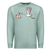 Seafoam stork with baby girl Premium Sweatshirt - BarkalooDesign