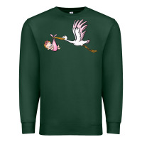Sports Green stork with baby girl Premium Sweatshirt - BarkalooDesign