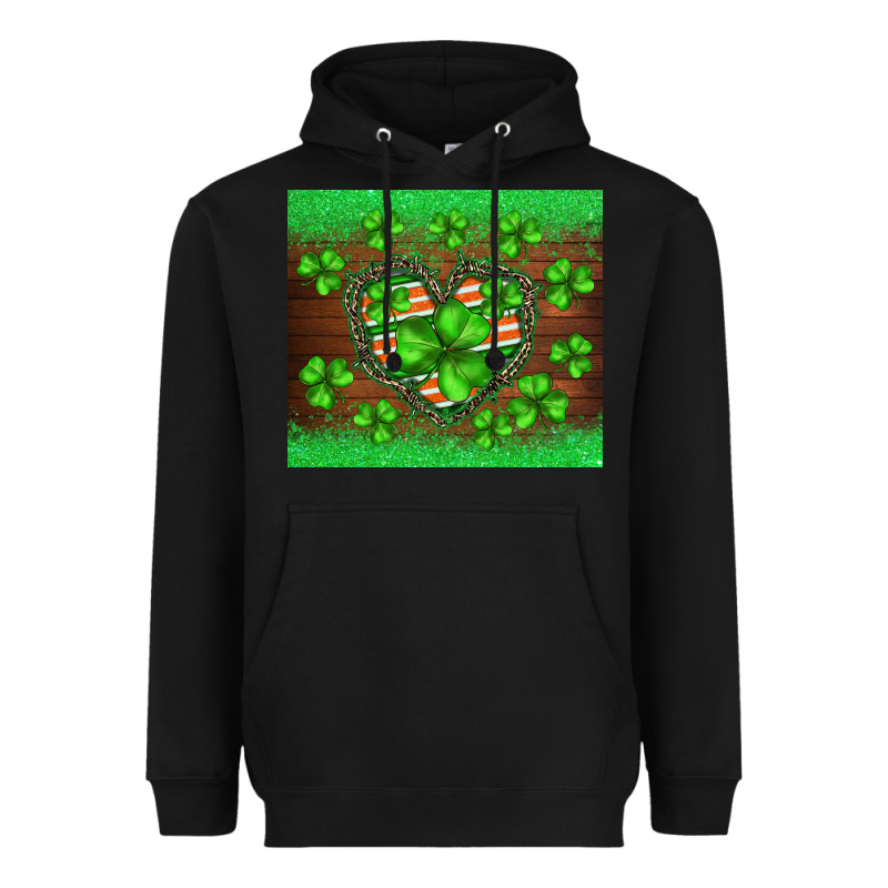 St.patricks Heart Shamrocks Glitter Heavyweight Hoodie by BarkalooDesign | Teevron