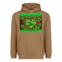 Toasted Coconut st.patricks heart shamrocks glitter Heavyweight Hoodie - BarkalooDesign