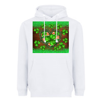 White st.patricks heart shamrocks glitter Heavyweight Hoodie - BarkalooDesign